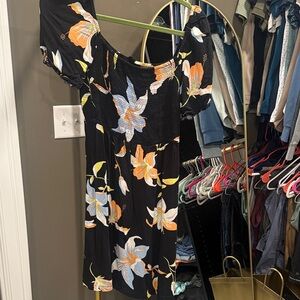 Roxy Floral Black Short Dress